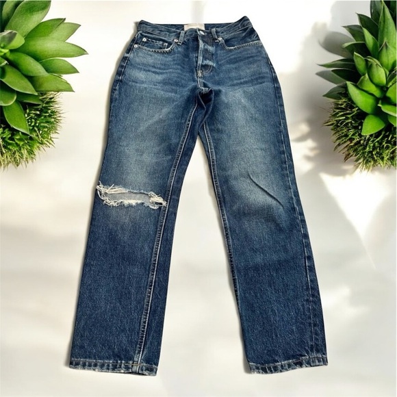 Everlane The Cheeky Jean Crop Dark Wash Distressed​​ - Picture 1 of 11